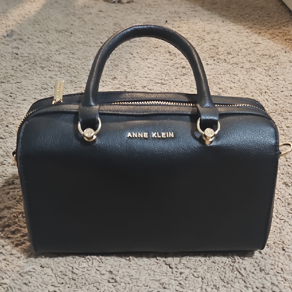 Anne Klein Black Satchel with Gold Accents